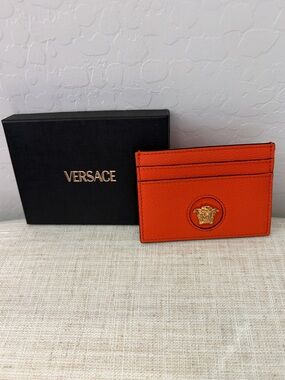 Versace “Vitello Pumpkin” Card Case NWT